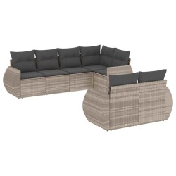 Salon de jardin avec coussins 7 pcs gris clair résine tressée 513462513462