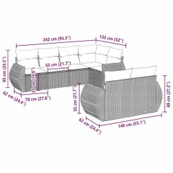 Salon de jardin avec coussins 7 pcs gris clair résine tressée 513462513462