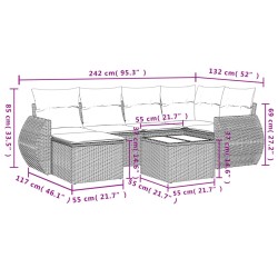 Salon de jardin 7 pcs avec coussins noir résine tressée 513463513463