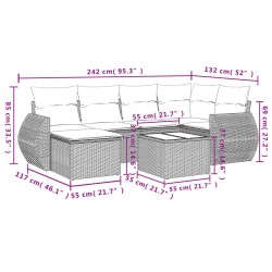 Salon de jardin avec coussins 7 pcs gris clair résine tressée 513464513464