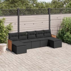 Salon de jardin 7 pcs avec coussins noir résine tressée 513465513465