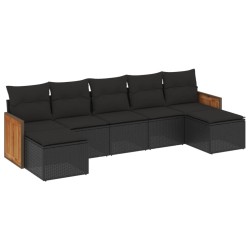 Salon de jardin 7 pcs avec coussins noir résine tressée 513465513465