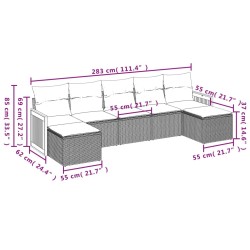 Salon de jardin 7 pcs avec coussins noir résine tressée 513466513466