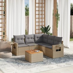 Salon de jardin avec coussins 6pcs mélange beige résine tressée 513468513468