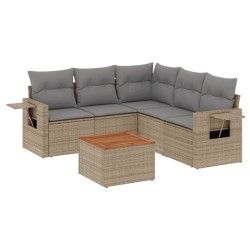 Salon de jardin avec coussins 6pcs mélange beige résine tressée 513468513468