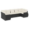 Salon de jardin 7 pcs avec coussins noir résine tressée 513469513469