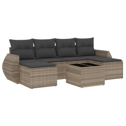 Salon de jardin avec coussins 7 pcs gris clair résine tressée 513470513470