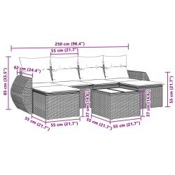 Salon de jardin avec coussins 7 pcs gris clair résine tressée 513470513470