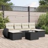 Salon de jardin 7 pcs avec coussins noir résine tressée 513471513471