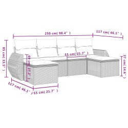 Salon de jardin 6 pcs avec coussins gris clair résine tressée 513472513472