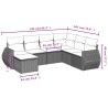 Salon de jardin 7 pcs avec coussins noir résine tressée 513473513473