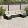 Salon de jardin 7 pcs avec coussins noir résine tressée 513474513474