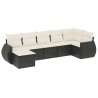 Salon de jardin 7 pcs avec coussins noir résine tressée 513474513474