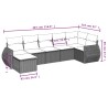 Salon de jardin 7 pcs avec coussins noir résine tressée 513474513474