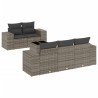 Salon de jardin 6 pcs avec coussins gris résine tressée 513475513475