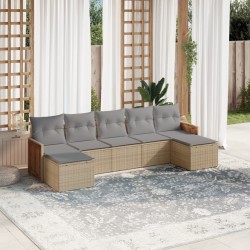 Salon de jardin avec coussins 7 pcs beige résine tressée 513477513477