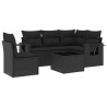 Salon de jardin 6 pcs avec coussins noir résine tressée 513478513478