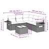 Salon de jardin 6 pcs avec coussins gris clair résine tressée 513482513482