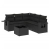 Salon de jardin 6 pcs avec coussins noir résine tressée 513485513485
