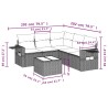Salon de jardin 6 pcs avec coussins noir résine tressée 513485513485