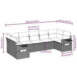 Salon de jardin avec coussins 7 pcs marron résine tressée 513488513488
