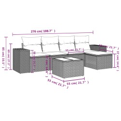 Salon de jardin 6 pcs avec coussins gris clair résine tressée 513492513492