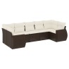 Salon de jardin avec coussins 7 pcs marron résine tressée 513496513496
