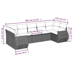 Salon de jardin avec coussins 7 pcs marron résine tressée 513496513496