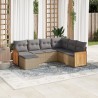 Salon de jardin avec coussins 7 pcs beige résine tressée 513503513503