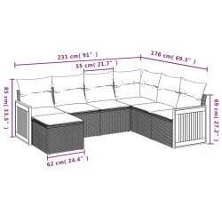 Salon de jardin avec coussins 7 pcs beige résine tressée 513503513503