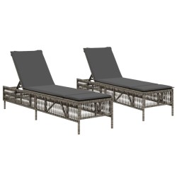 Chaises longues avec coussins lot de 2 gris résine tressée 513504513504