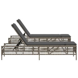 Chaises longues avec coussins lot de 2 gris résine tressée 513504513504