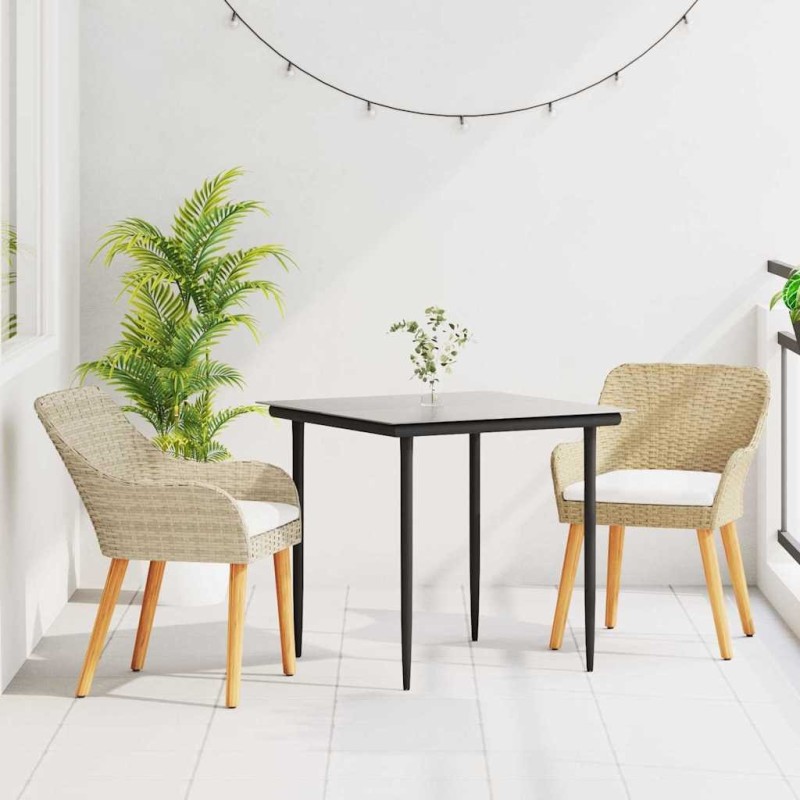 Ensemble de salle à manger pour jardin 3 pcs Beige polyrotin 513505513505