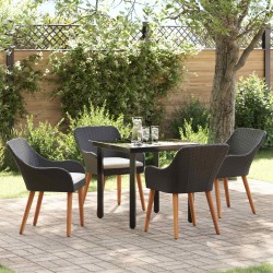 Ensemble de salle à manger pour jardin 5 pcs Noir polyrotin 513506513506