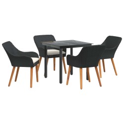Ensemble de salle à manger pour jardin 5 pcs Noir polyrotin 513506513506