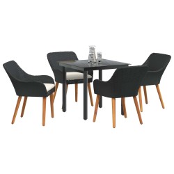 Ensemble de salle à manger pour jardin 5 pcs Noir polyrotin 513506513506