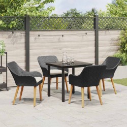 Ensemble de salle à manger pour jardin 5 pcs Noir polyrotin 513506513506