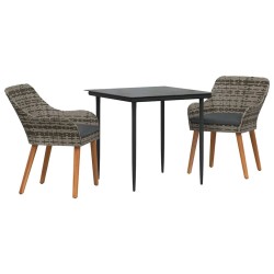 Ensemble de salle à manger pour jardin 3 pcs Gris polyrotin 513507513507