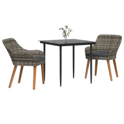 Ensemble de salle à manger pour jardin 3 pcs Gris polyrotin 513507513507