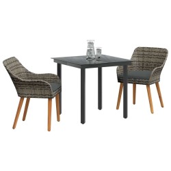 Ensemble de salle à manger pour jardin 3 pcs Gris polyrotin 513508513508