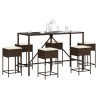 Ensemble de bar de jardin avec coussins 7 pcs marron poly rotin 513509513509