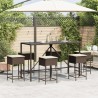 Ensemble de bar de jardin avec coussins 7 pcs marron poly rotin 513509513509