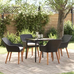 Ensemble de salle à manger pour jardin 5 pcs Noir polyrotin 513510513510
