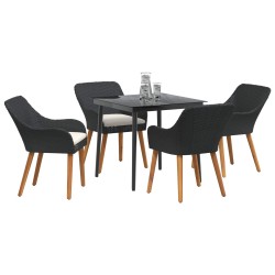 Ensemble de salle à manger pour jardin 5 pcs Noir polyrotin 513510513510