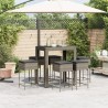 Ensemble de bar de jardin 7 pcs avec coussins gris poly rotin 513511513511