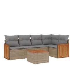 Salon de jardin avec coussins 6 pcs beige résine tressée 513513513513
