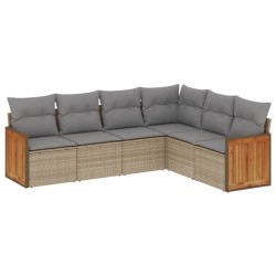 Salon de jardin avec coussins 6 pcs beige résine tressée 513514513514