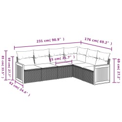 Salon de jardin avec coussins 6 pcs beige résine tressée 513514513514