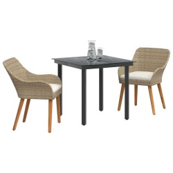 Ensemble de salle à manger pour jardin 3 pcs Beige polyrotin 513516513516
