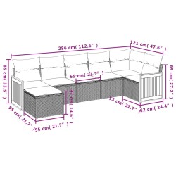 Salon de jardin avec coussins 7 pcs beige résine tressée 513517513517